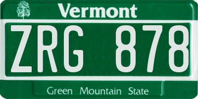 VT license plate ZRG878
