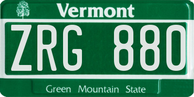 VT license plate ZRG880