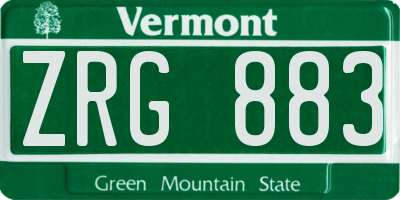 VT license plate ZRG883
