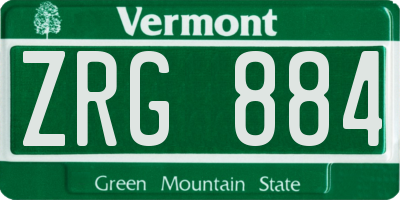 VT license plate ZRG884