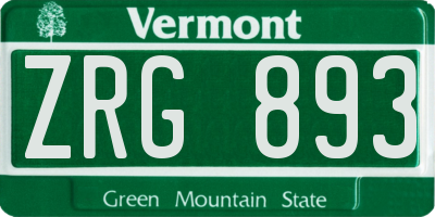 VT license plate ZRG893