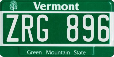 VT license plate ZRG896