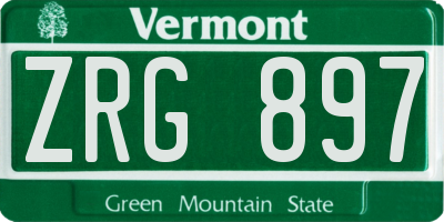 VT license plate ZRG897