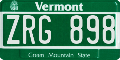VT license plate ZRG898