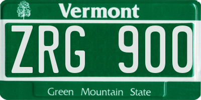 VT license plate ZRG900