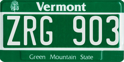 VT license plate ZRG903