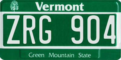 VT license plate ZRG904