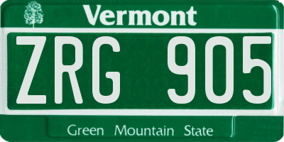 VT license plate ZRG905