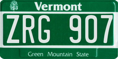 VT license plate ZRG907