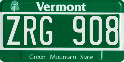 VT license plate ZRG908