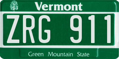 VT license plate ZRG911