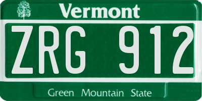 VT license plate ZRG912