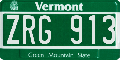 VT license plate ZRG913