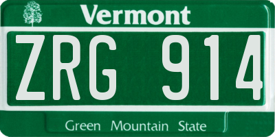 VT license plate ZRG914