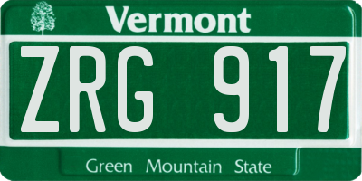 VT license plate ZRG917