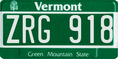 VT license plate ZRG918