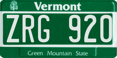 VT license plate ZRG920