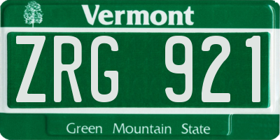 VT license plate ZRG921