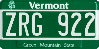 VT license plate ZRG922
