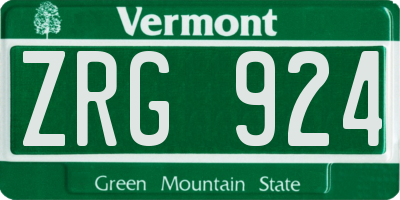 VT license plate ZRG924