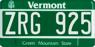 VT license plate ZRG925