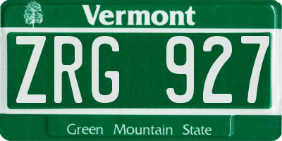 VT license plate ZRG927