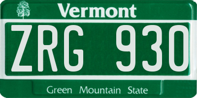 VT license plate ZRG930
