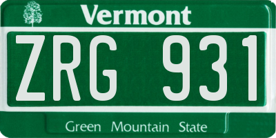 VT license plate ZRG931