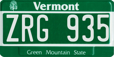 VT license plate ZRG935