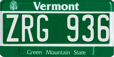 VT license plate ZRG936