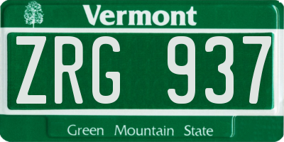 VT license plate ZRG937