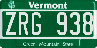 VT license plate ZRG938