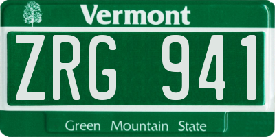 VT license plate ZRG941