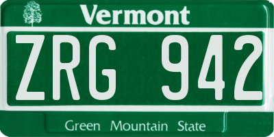 VT license plate ZRG942