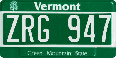 VT license plate ZRG947