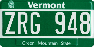 VT license plate ZRG948