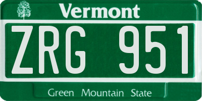 VT license plate ZRG951