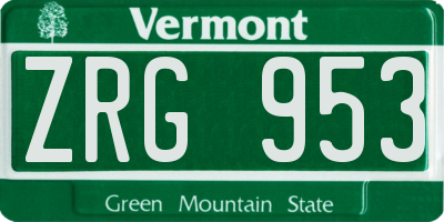 VT license plate ZRG953