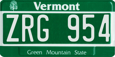 VT license plate ZRG954