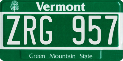 VT license plate ZRG957