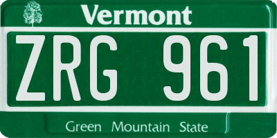 VT license plate ZRG961