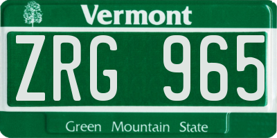 VT license plate ZRG965