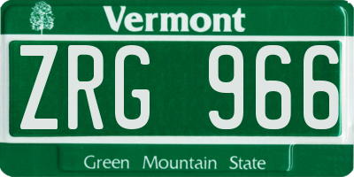 VT license plate ZRG966