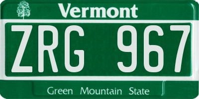 VT license plate ZRG967