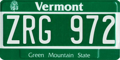 VT license plate ZRG972