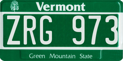 VT license plate ZRG973