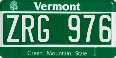 VT license plate ZRG976