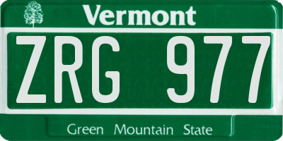 VT license plate ZRG977