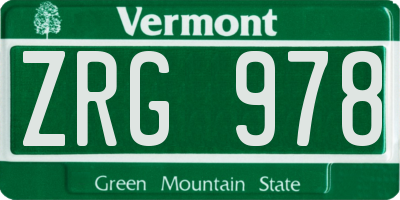 VT license plate ZRG978