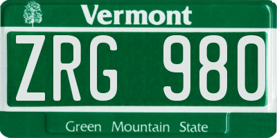 VT license plate ZRG980
